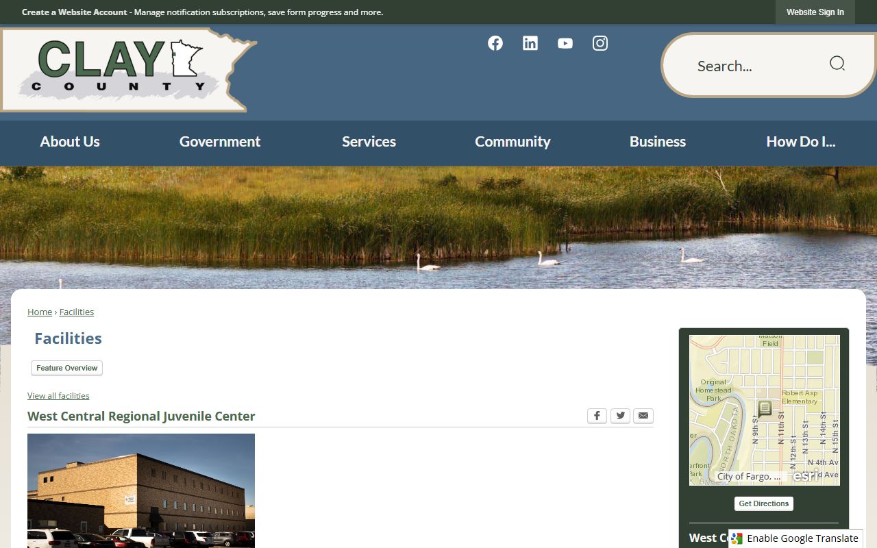 West Central Regional Juvenile Center official facility listing